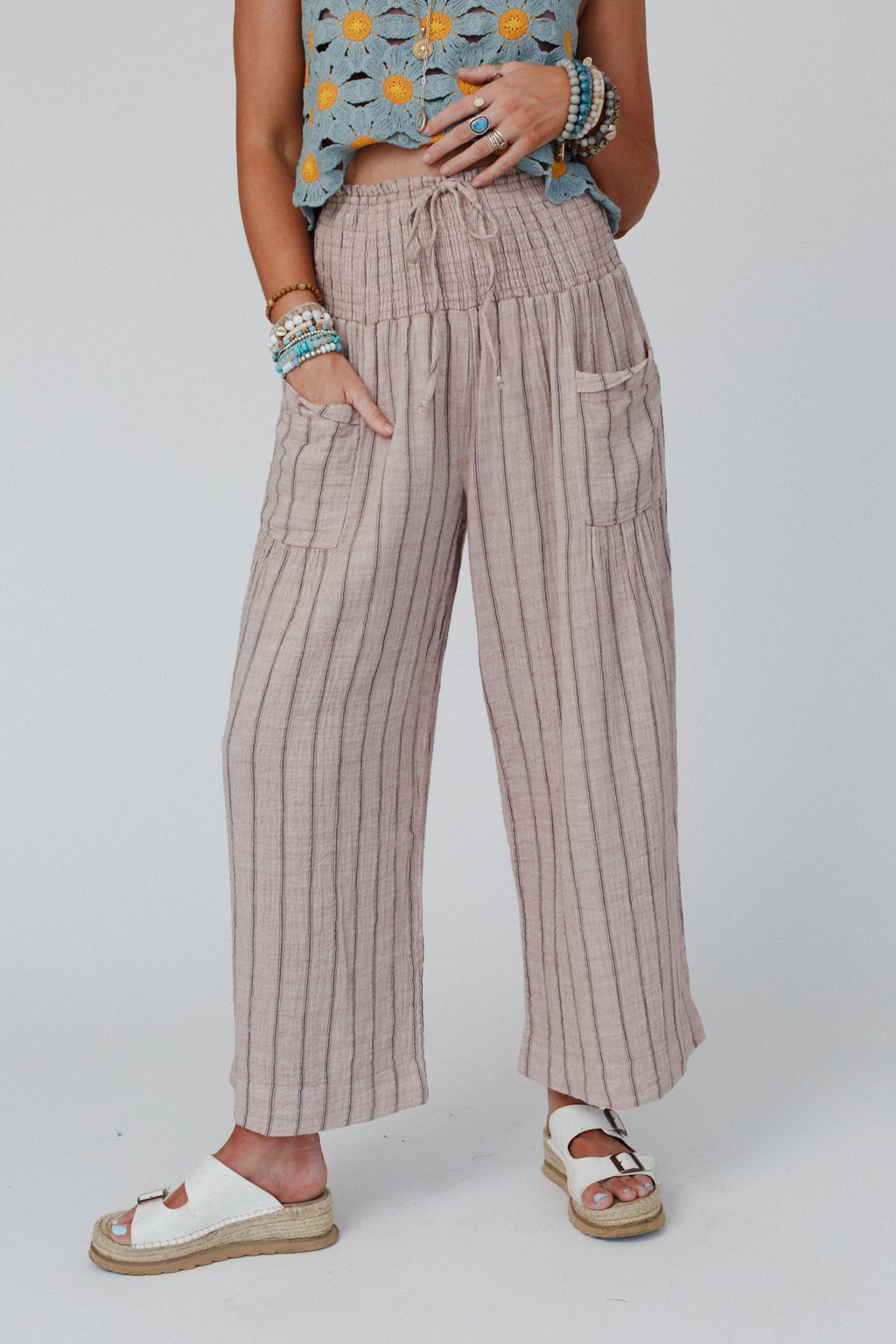 Solana Striped Pants - Mocha