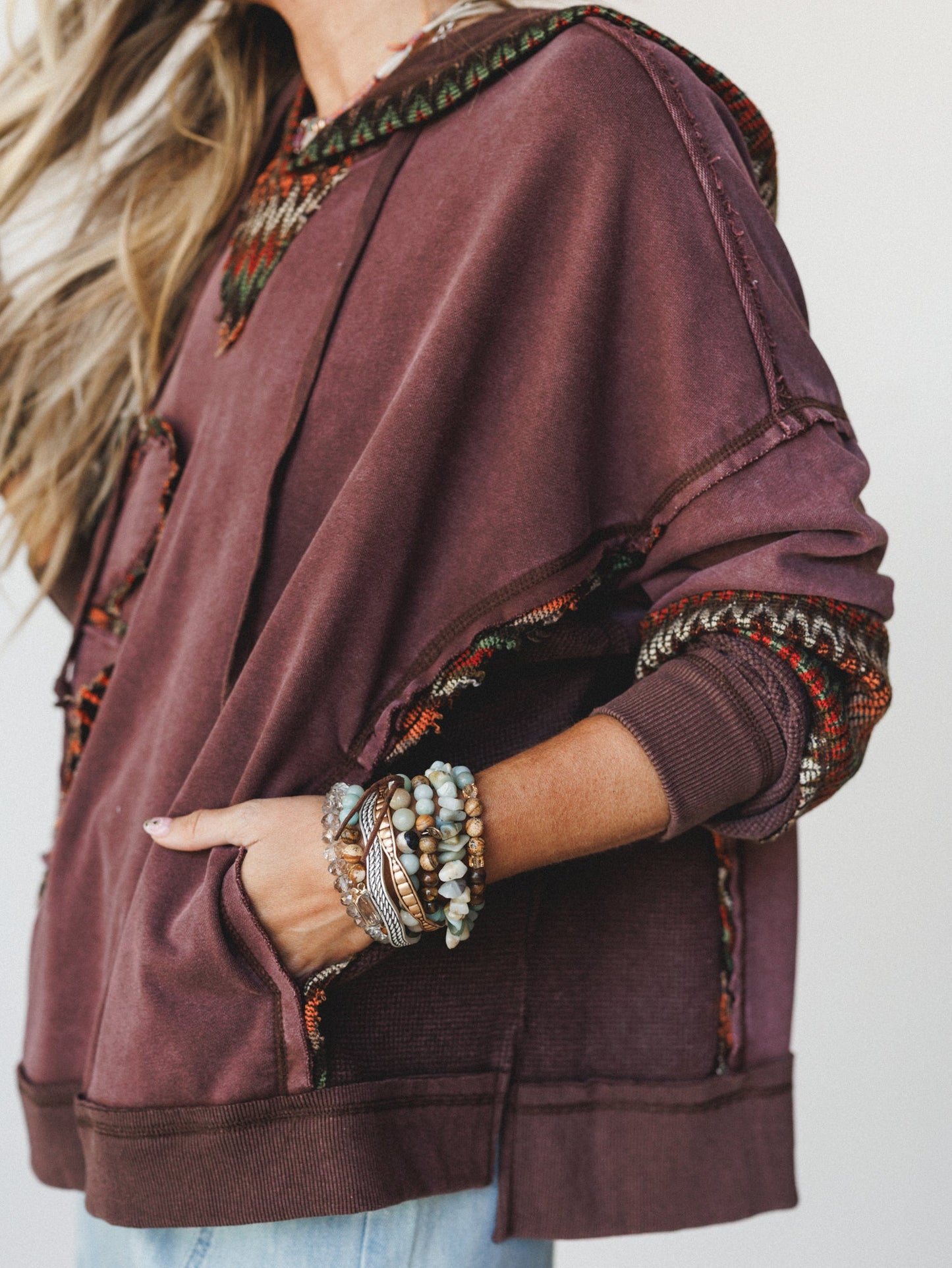 Patchwork Poppy Sweater - Brown