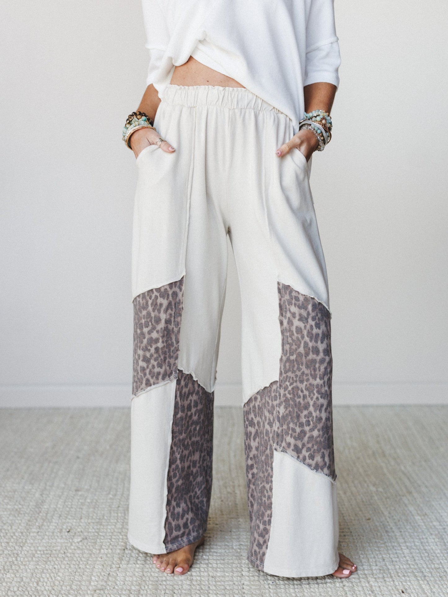 Printed Spirit Wide Leg Pants - Natural