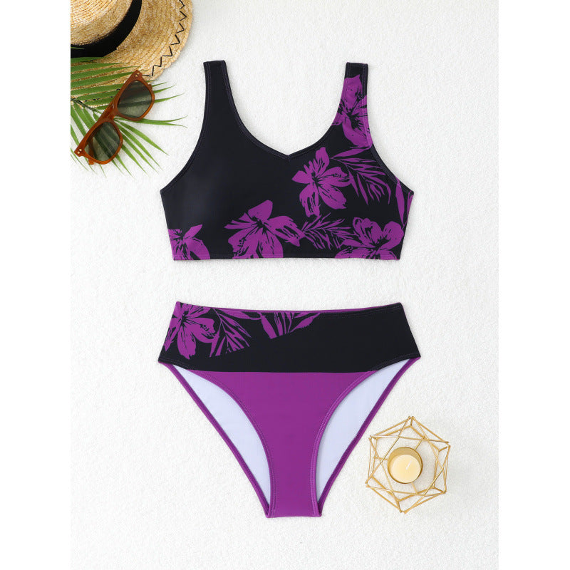 Print Slit Bikini Set