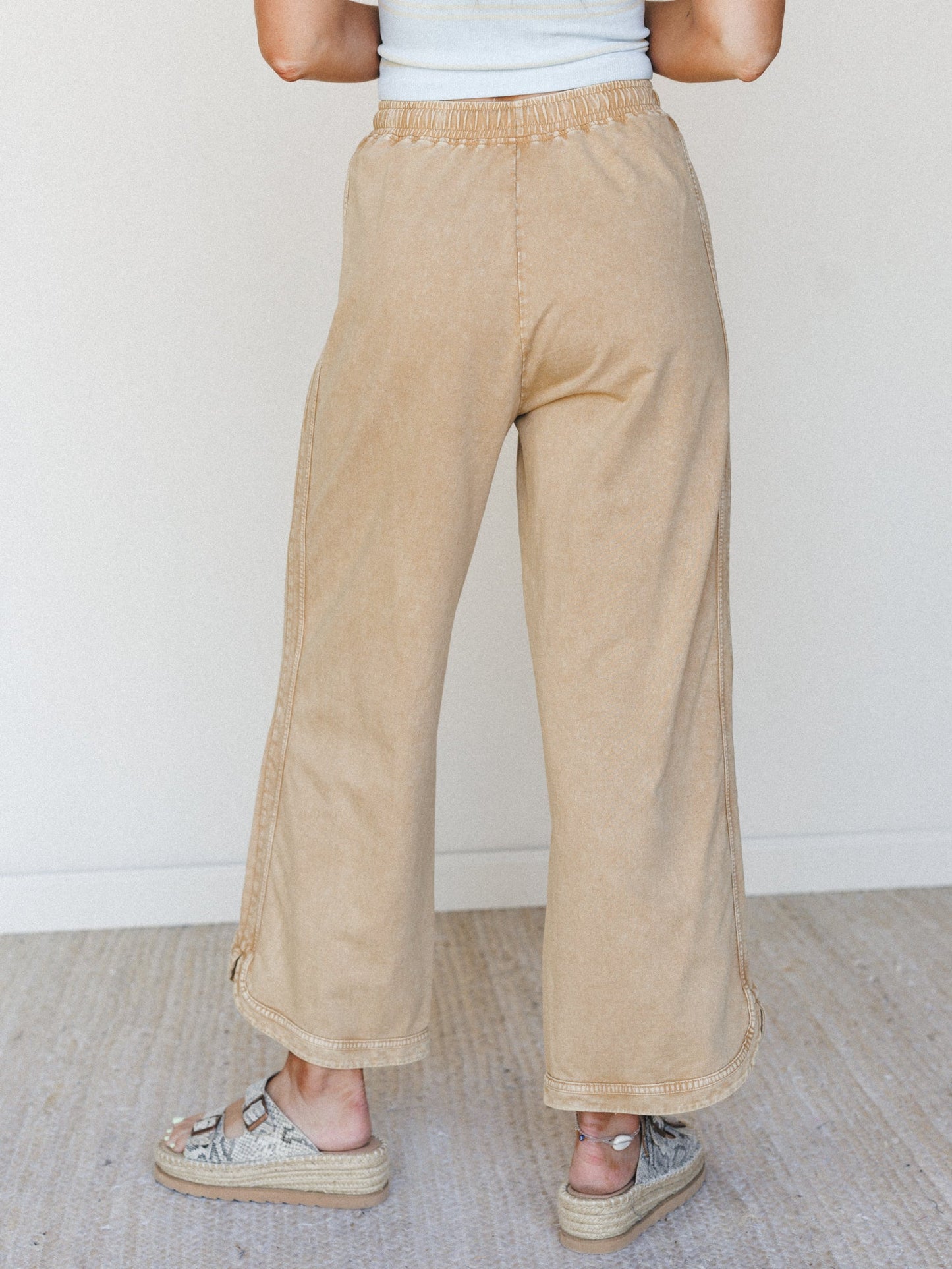 So Comfy Wide Leg Pant Cropped Length - Brown