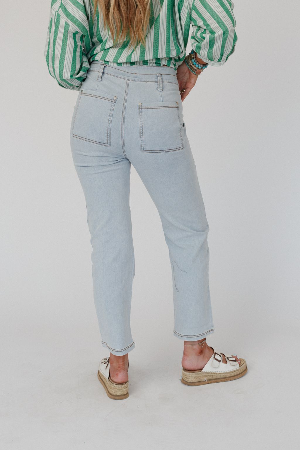 Straight Arrow Cargo Jeans - Light Wash