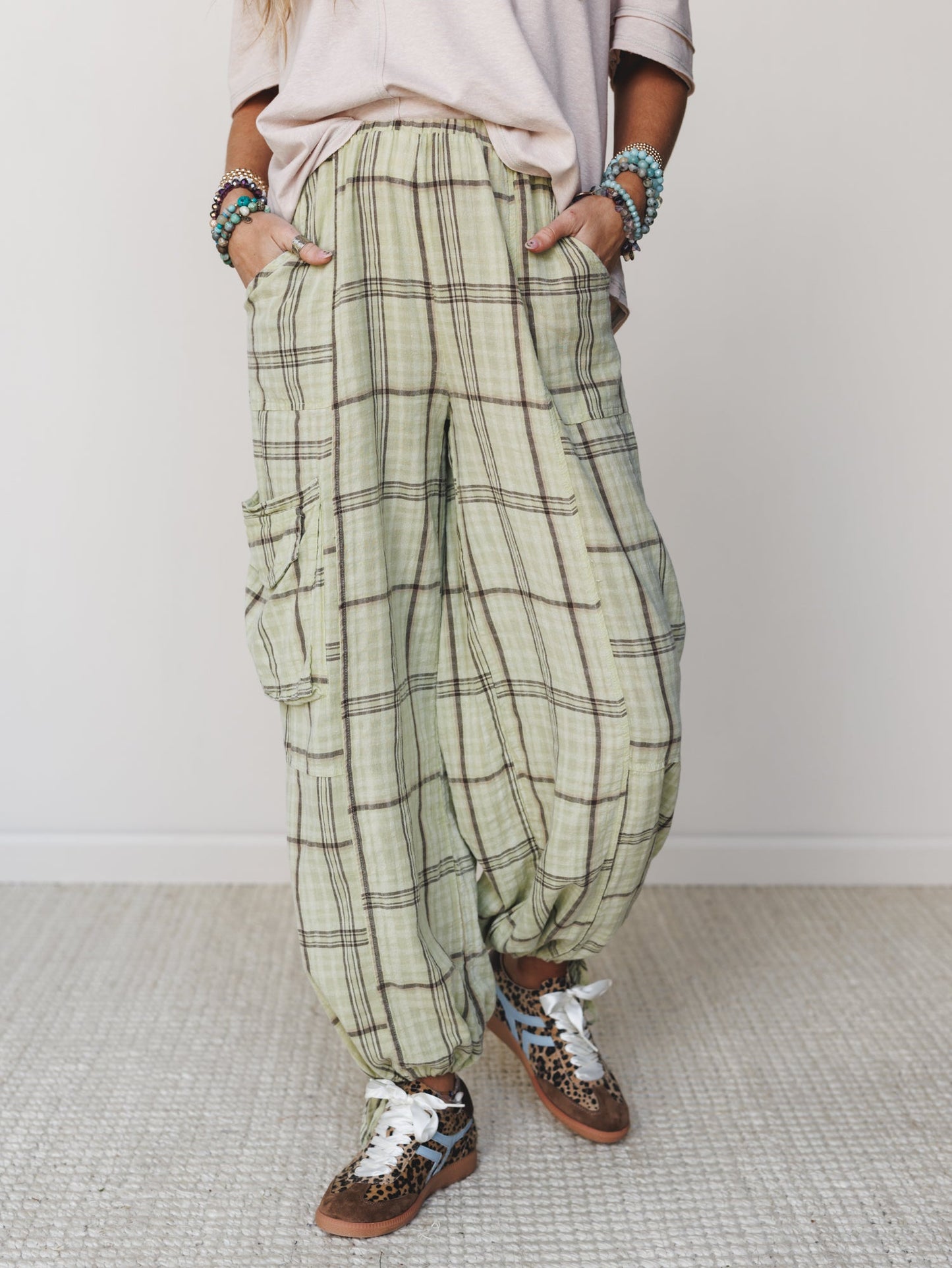 Sunday Plaid Pants - Apple Green
