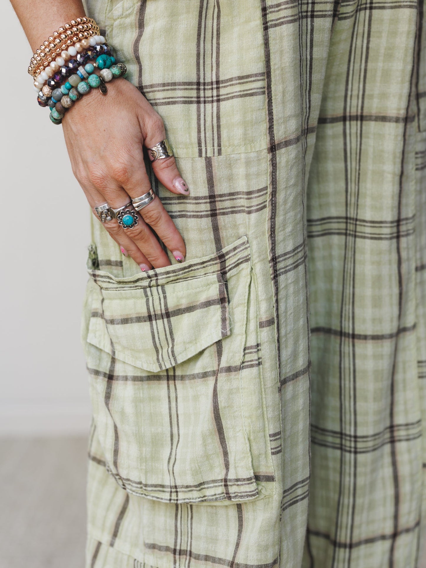 Sunday Plaid Pants - Apple Green