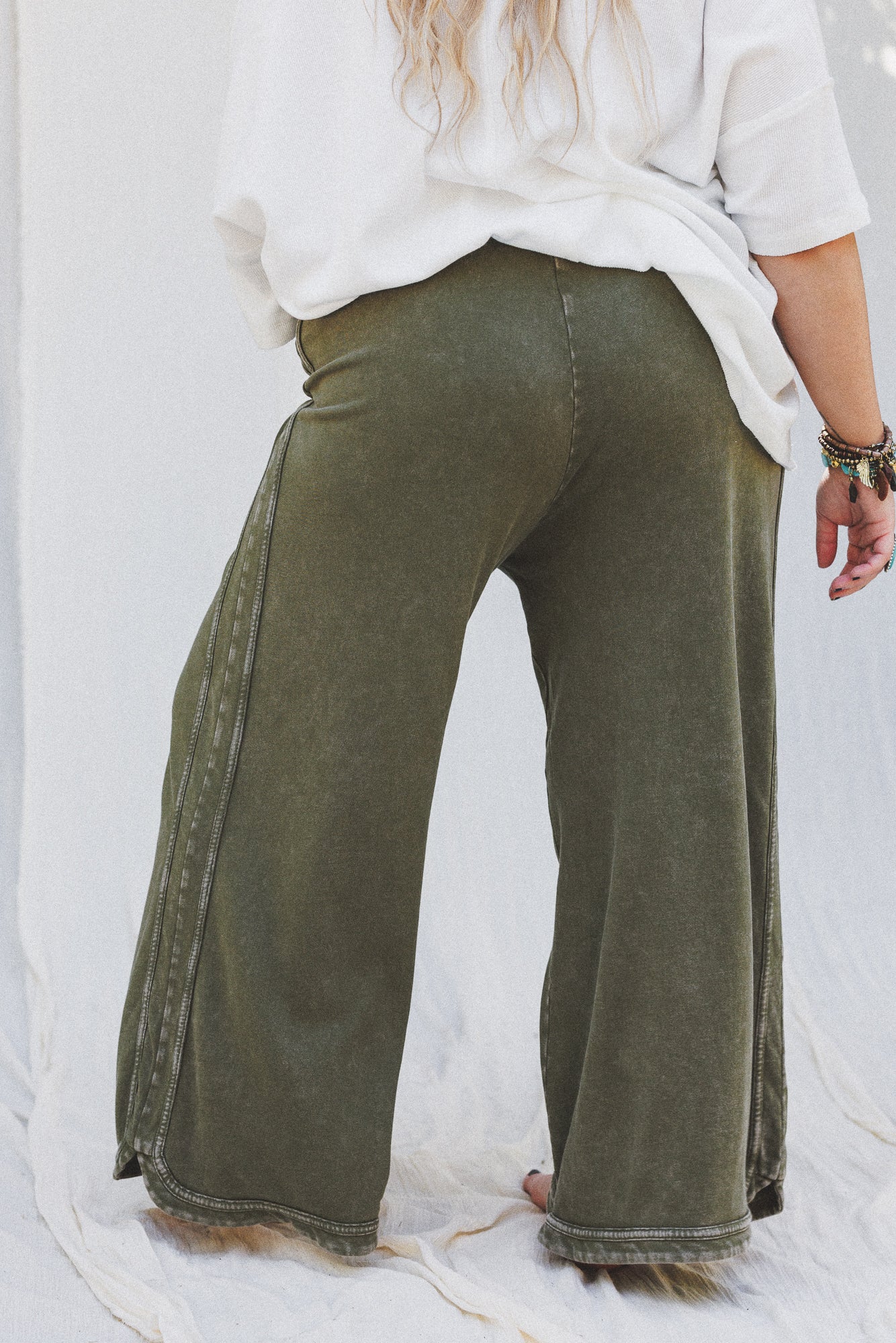 So Comfy Wide Leg Pant Cropped Length - Olive