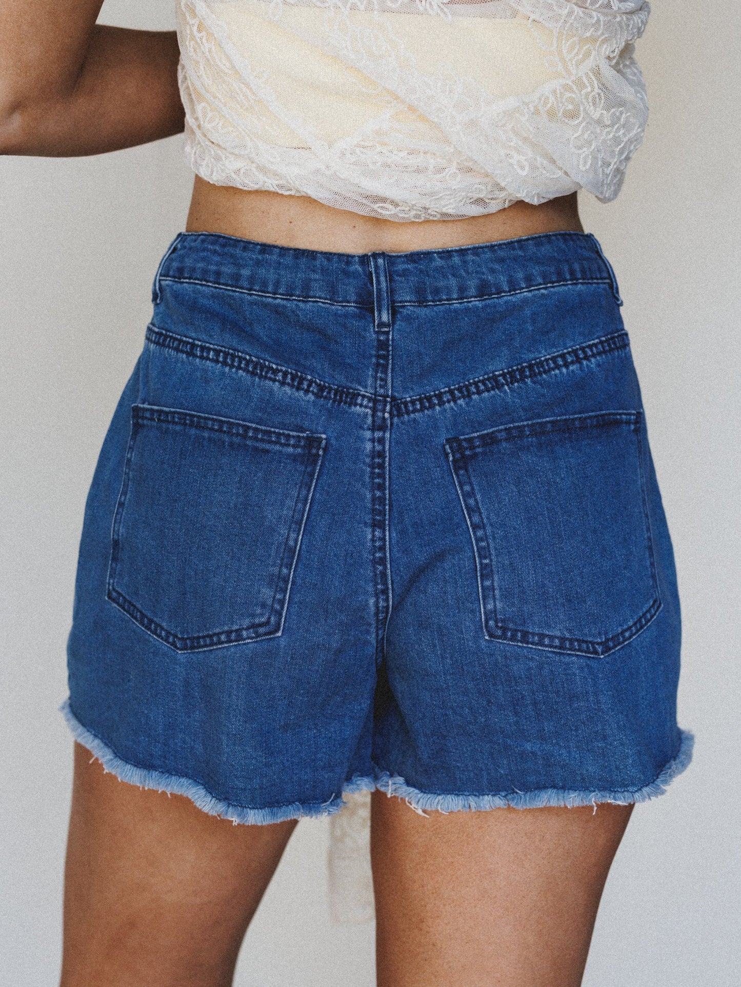 Western Walk Denim Shorts - Dark Wash
