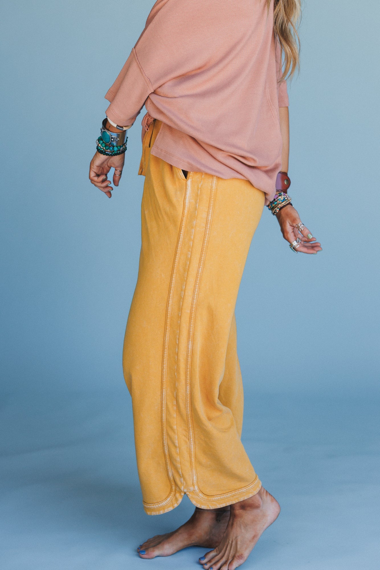 So Comfy Wide Leg Pant Cropped Length - Mustard