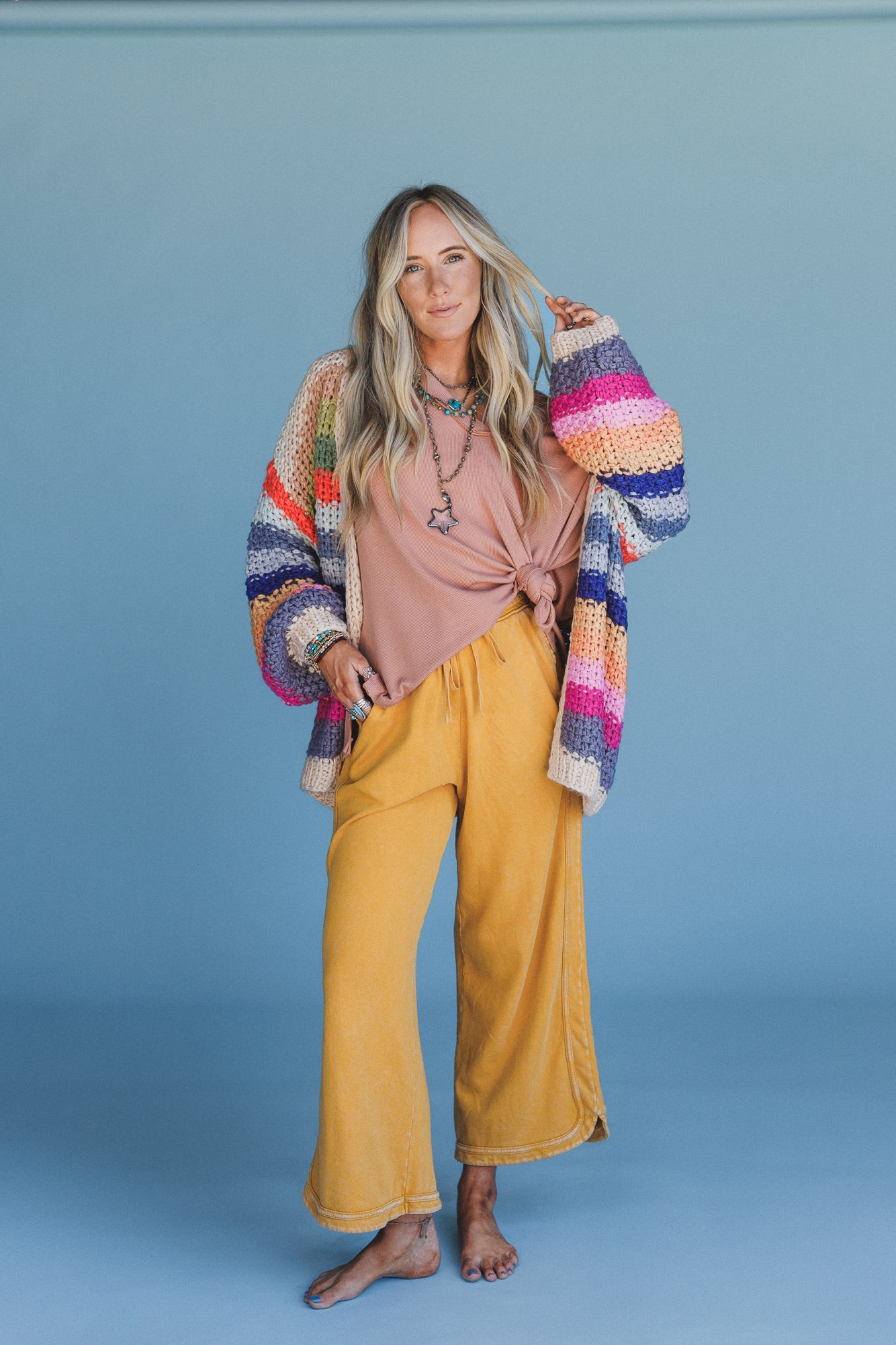 So Comfy Wide Leg Pant Cropped Length - Mustard