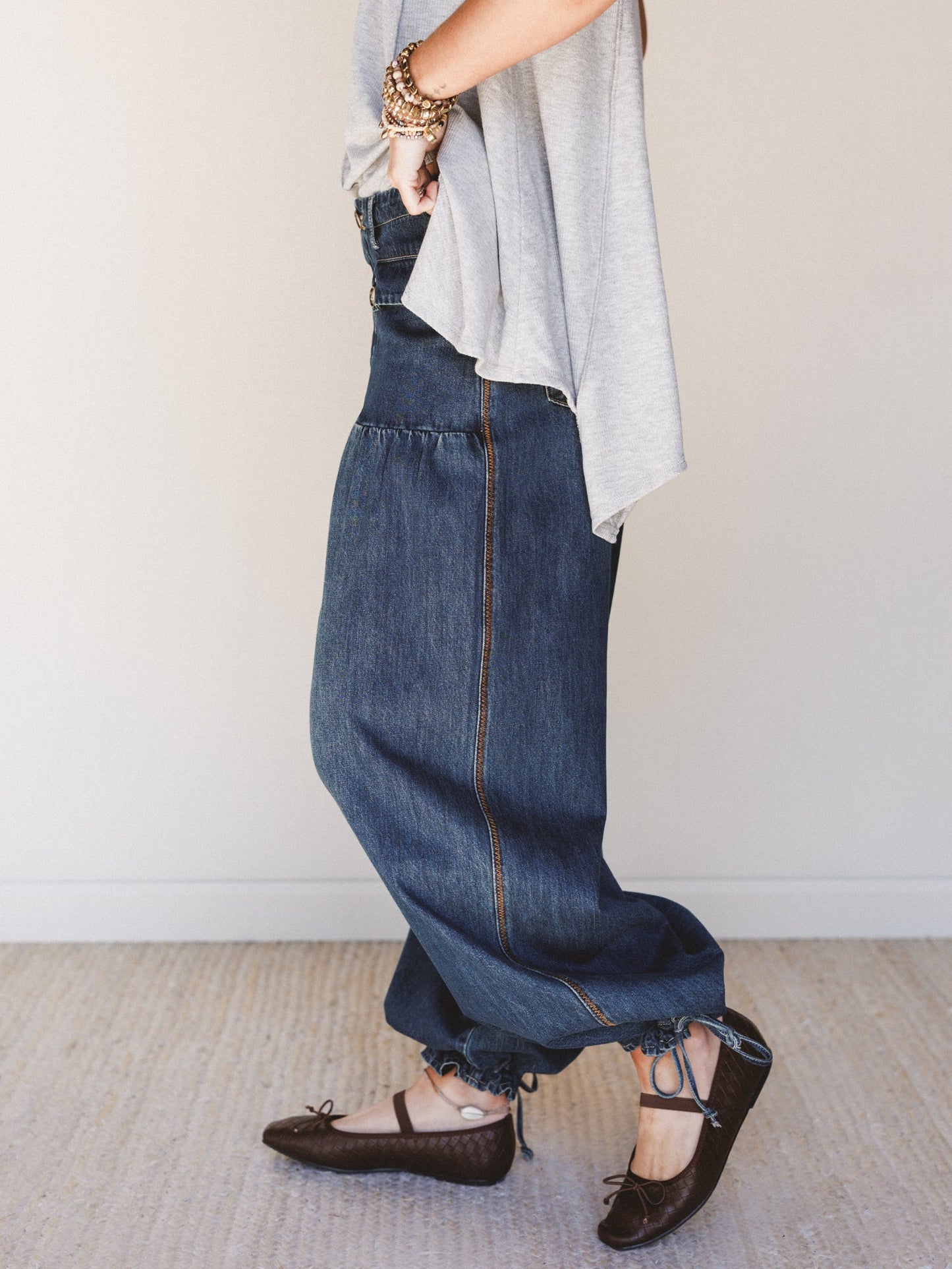 Let's Jet Set Wide Leg Jeans - Dark Denim