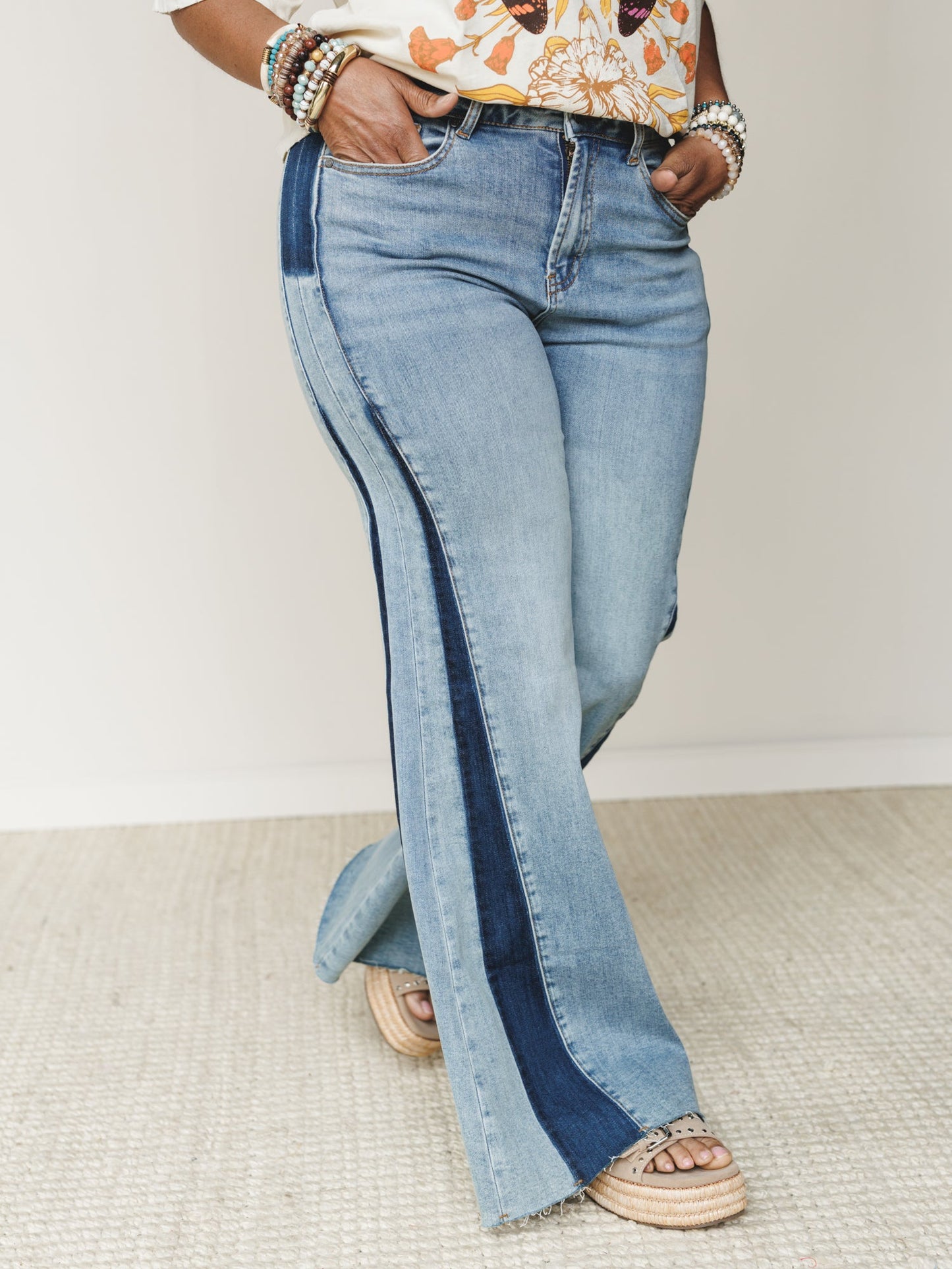 Retro Revival Wide Flare Jeans - Blue