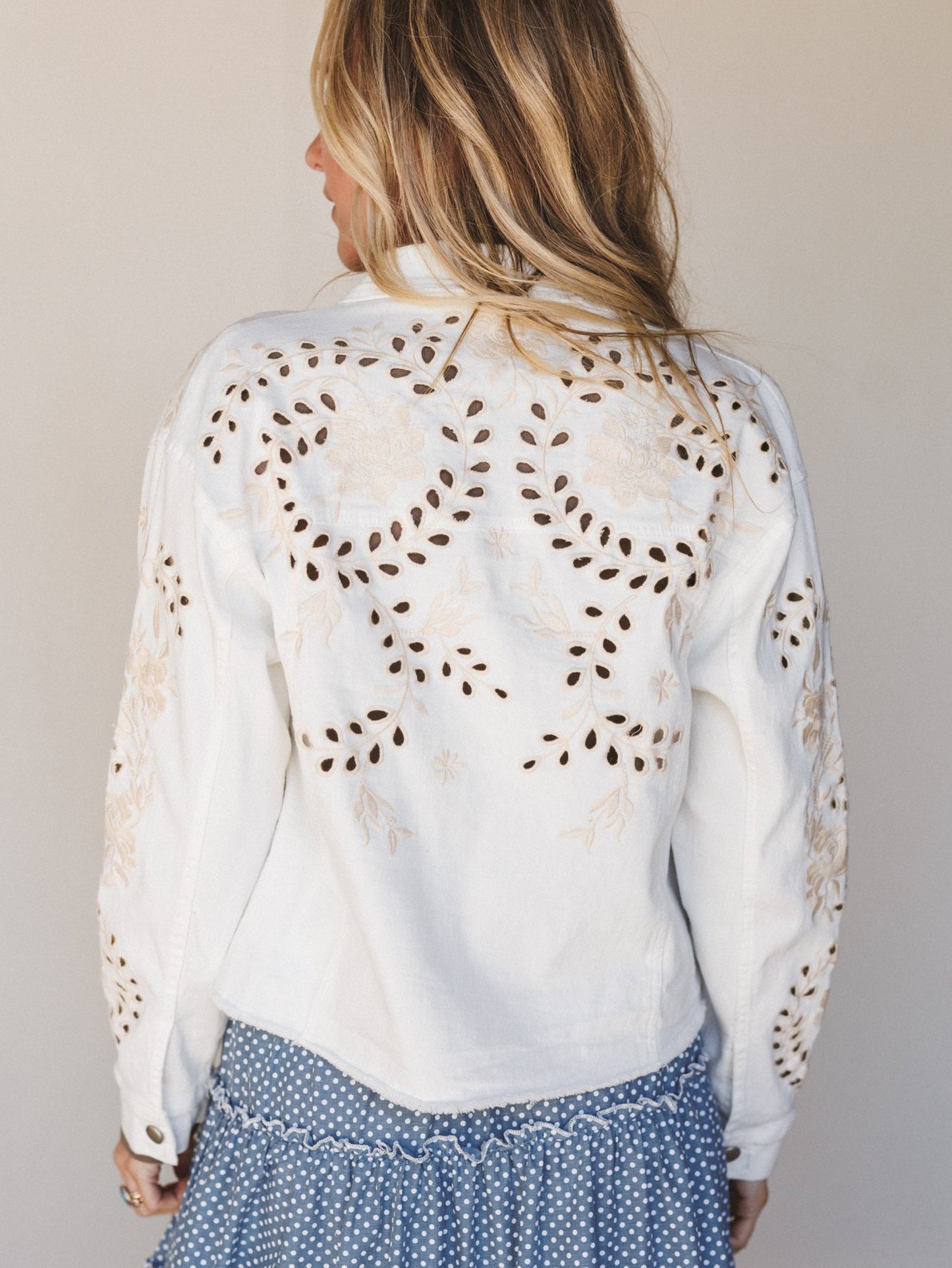 Spring Fleur Eyelet Embroidered Jacket - Off White