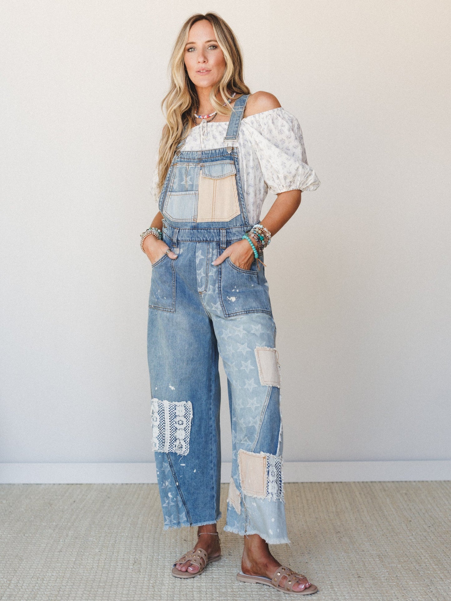 Heirloom Stitch Overalls - Denim