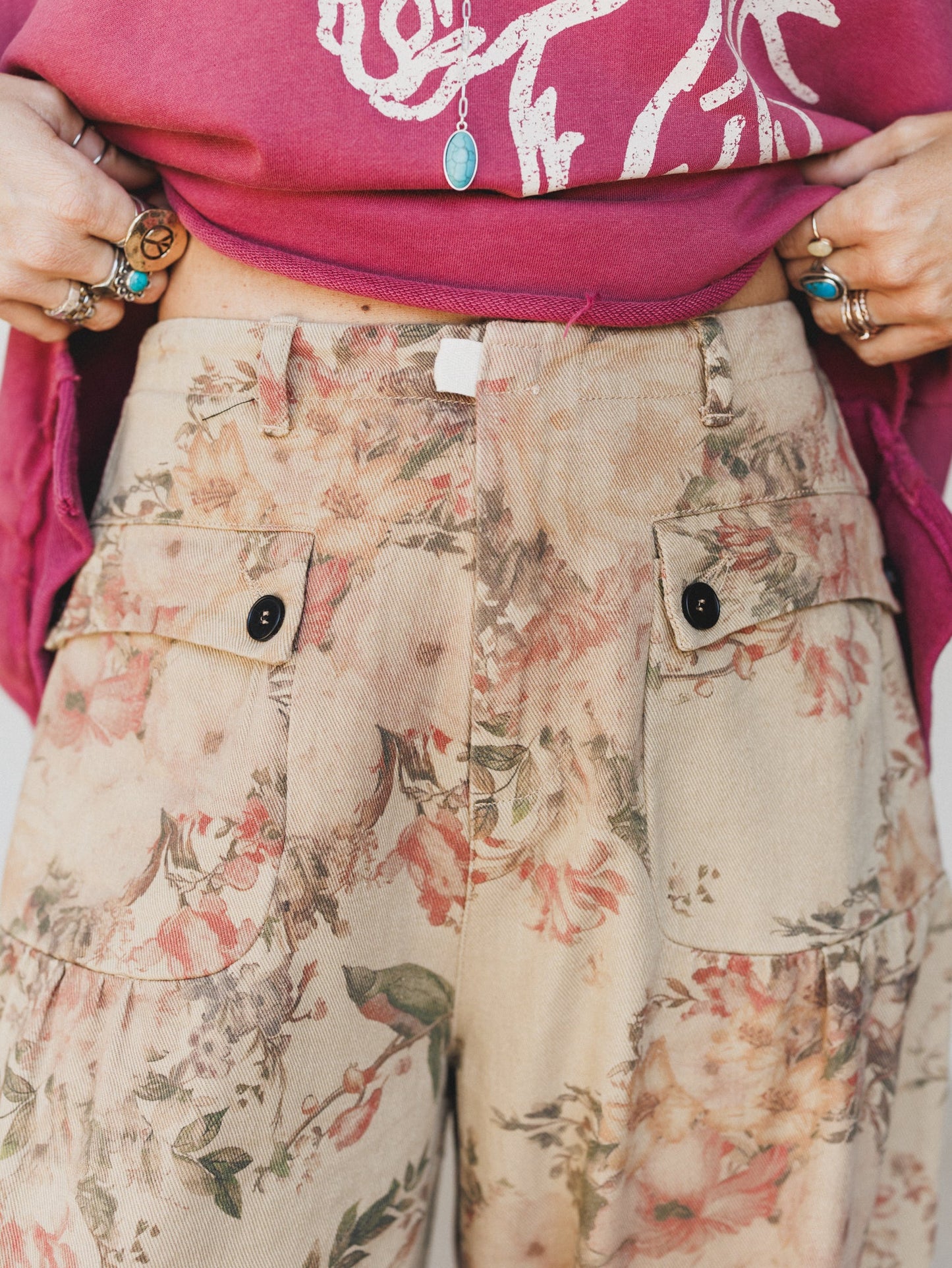 Season of Florals Pants - Tan