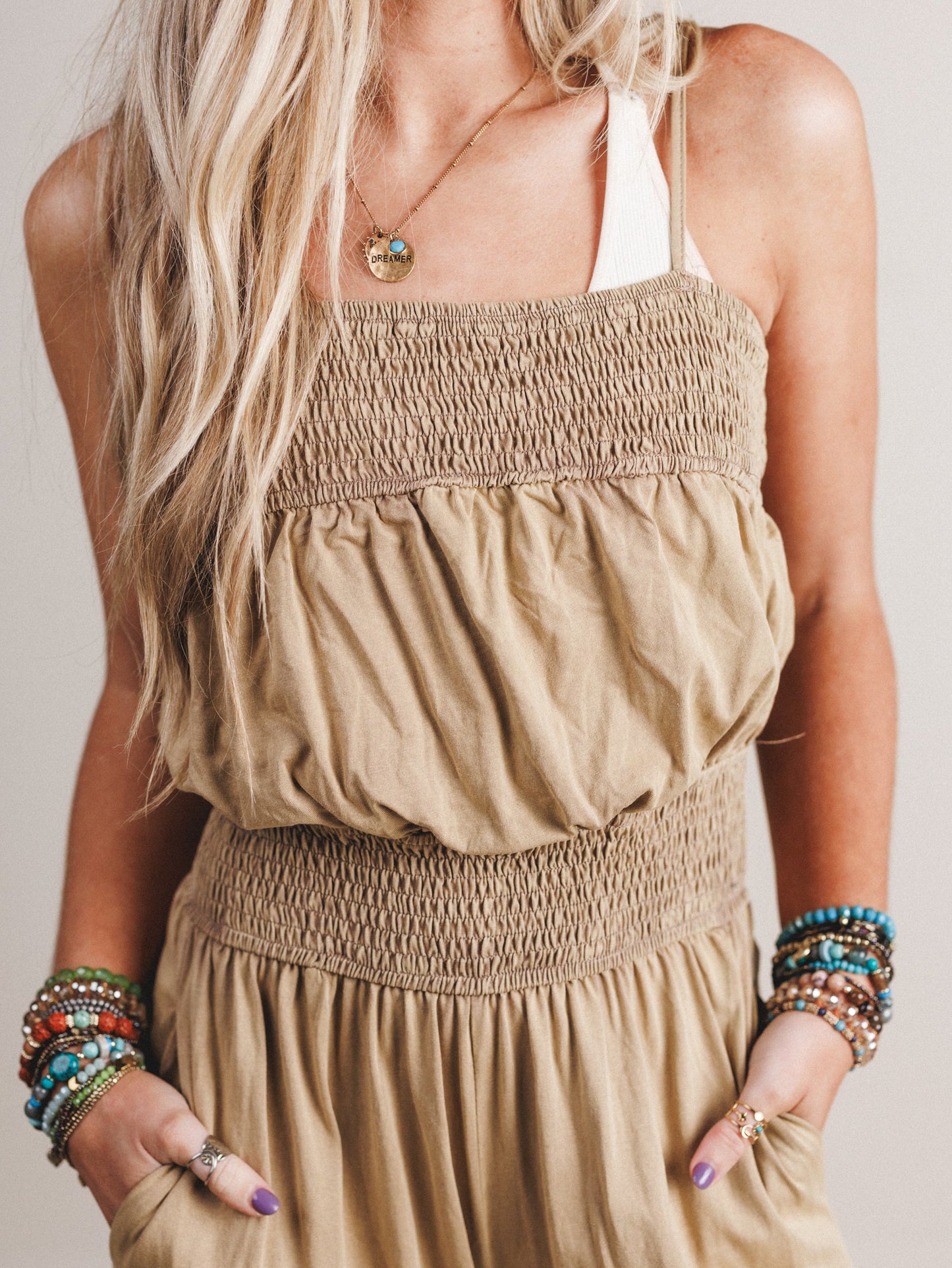 Tara Wide Leg Jumpsuit - Taupe