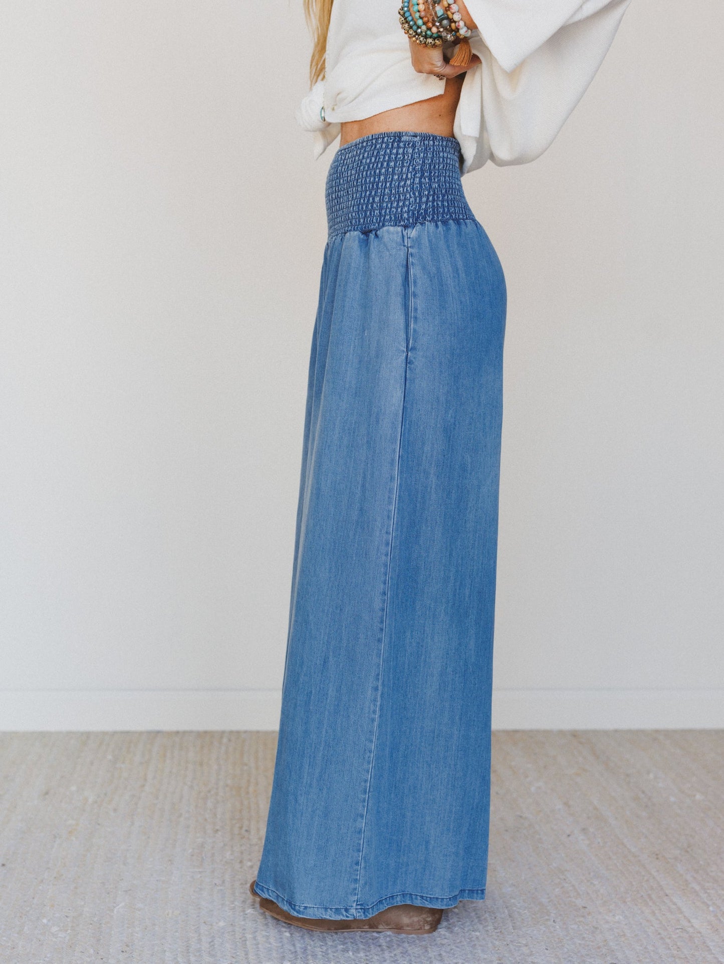 Free Falling Wide Leg Pants - Denim