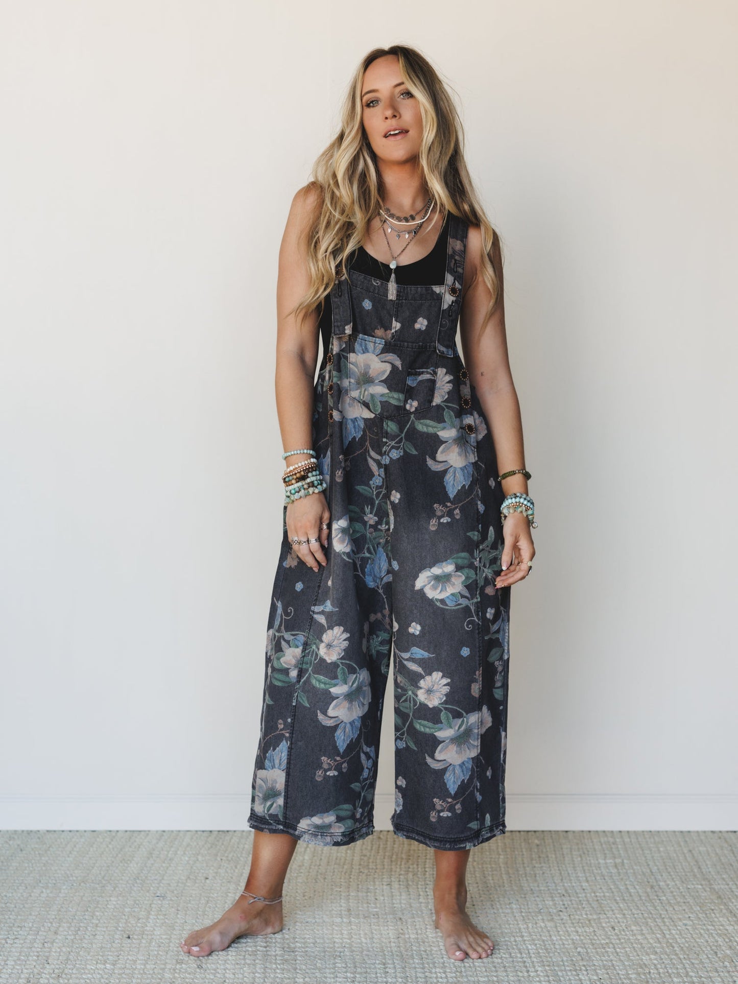 High Hopes Slouchy Denim Overalls - Black Denim