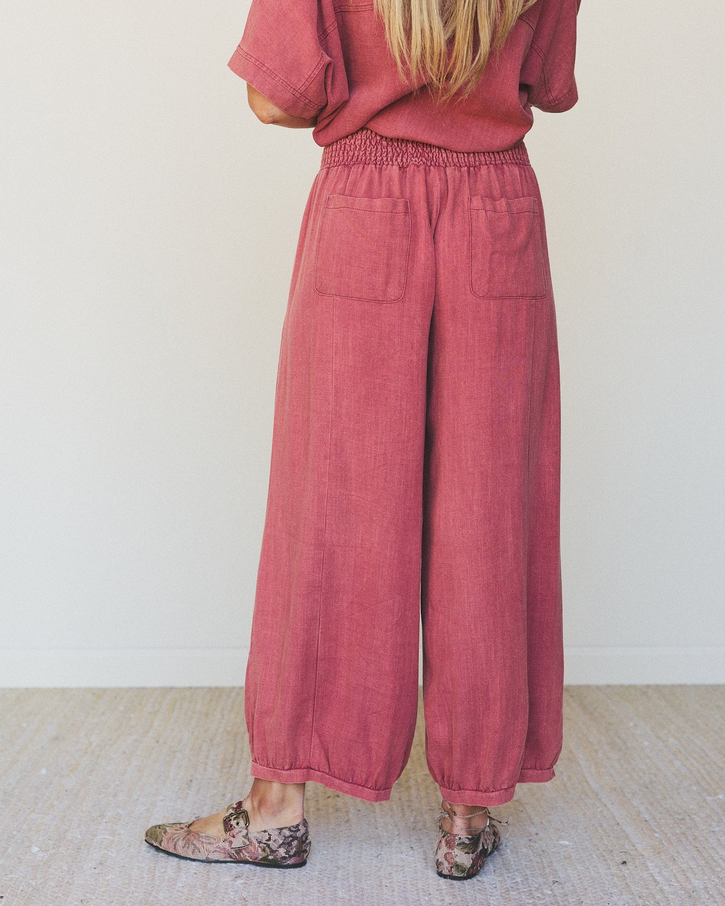 Pure Soul Linen Pants - Boho Red