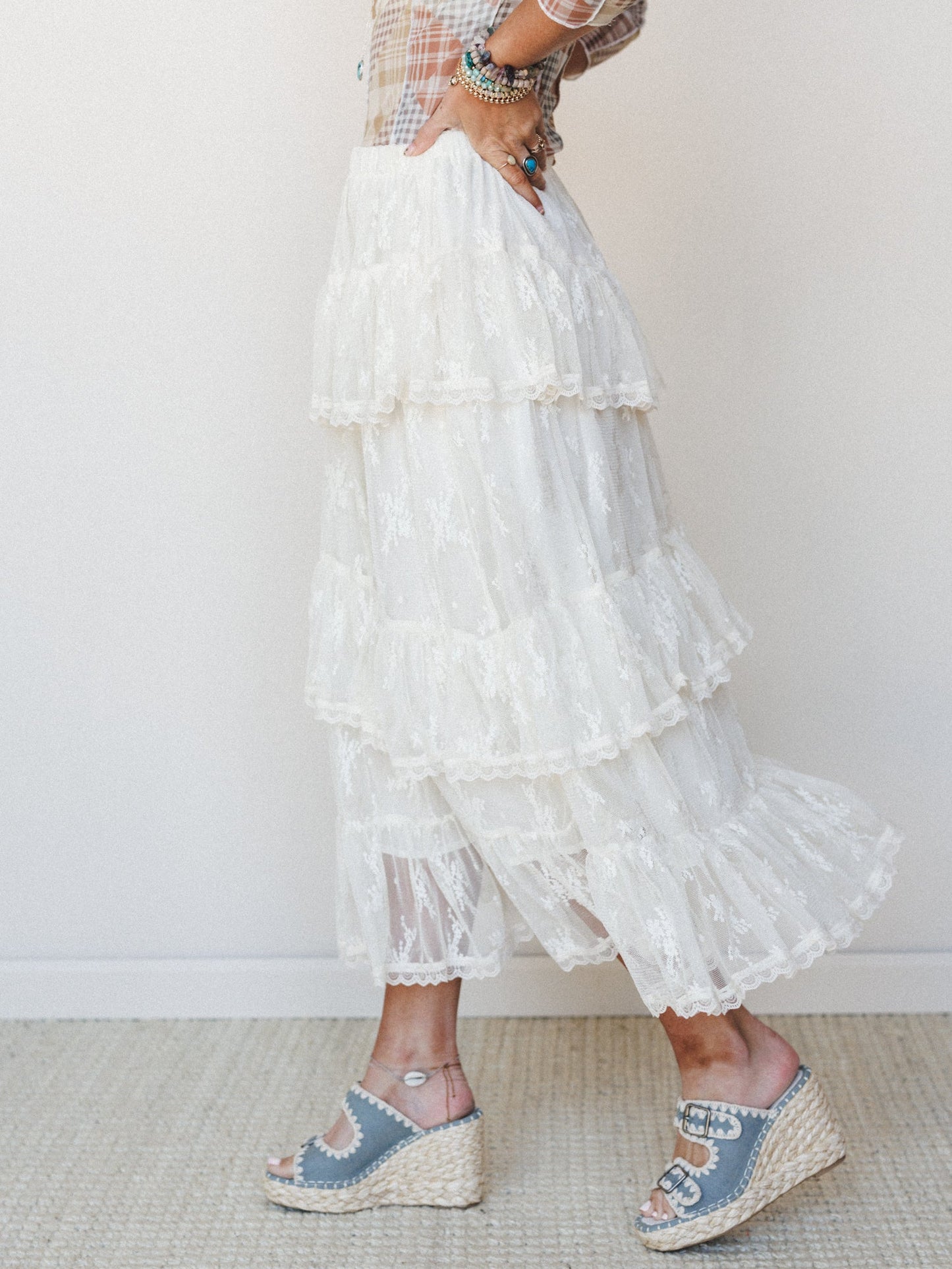 Elowen Ruffle Maxi Skirt - Ecru