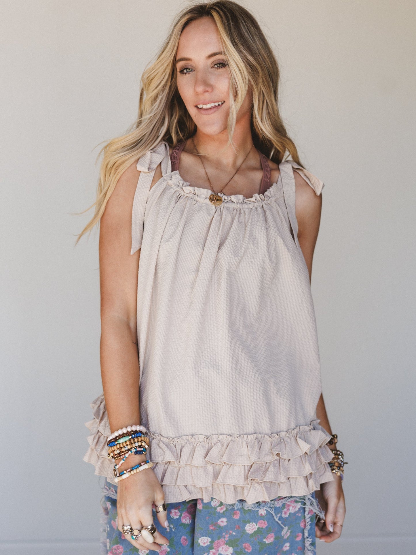 Sunrise Ruffle Tunic - Natural