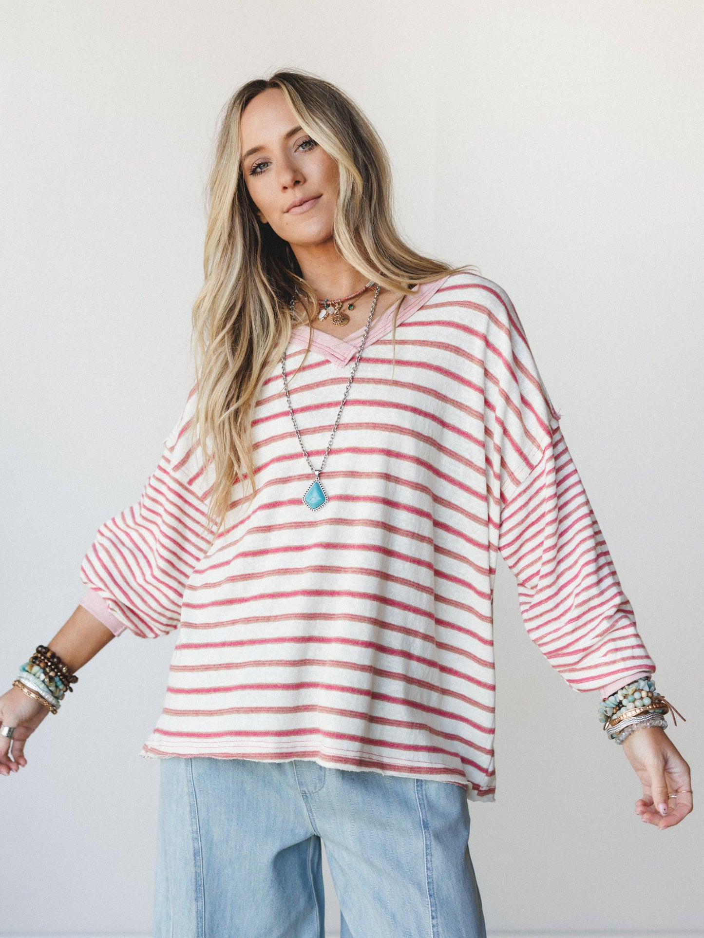 Here for the Moon Long Sleeve Tee
 - Pink