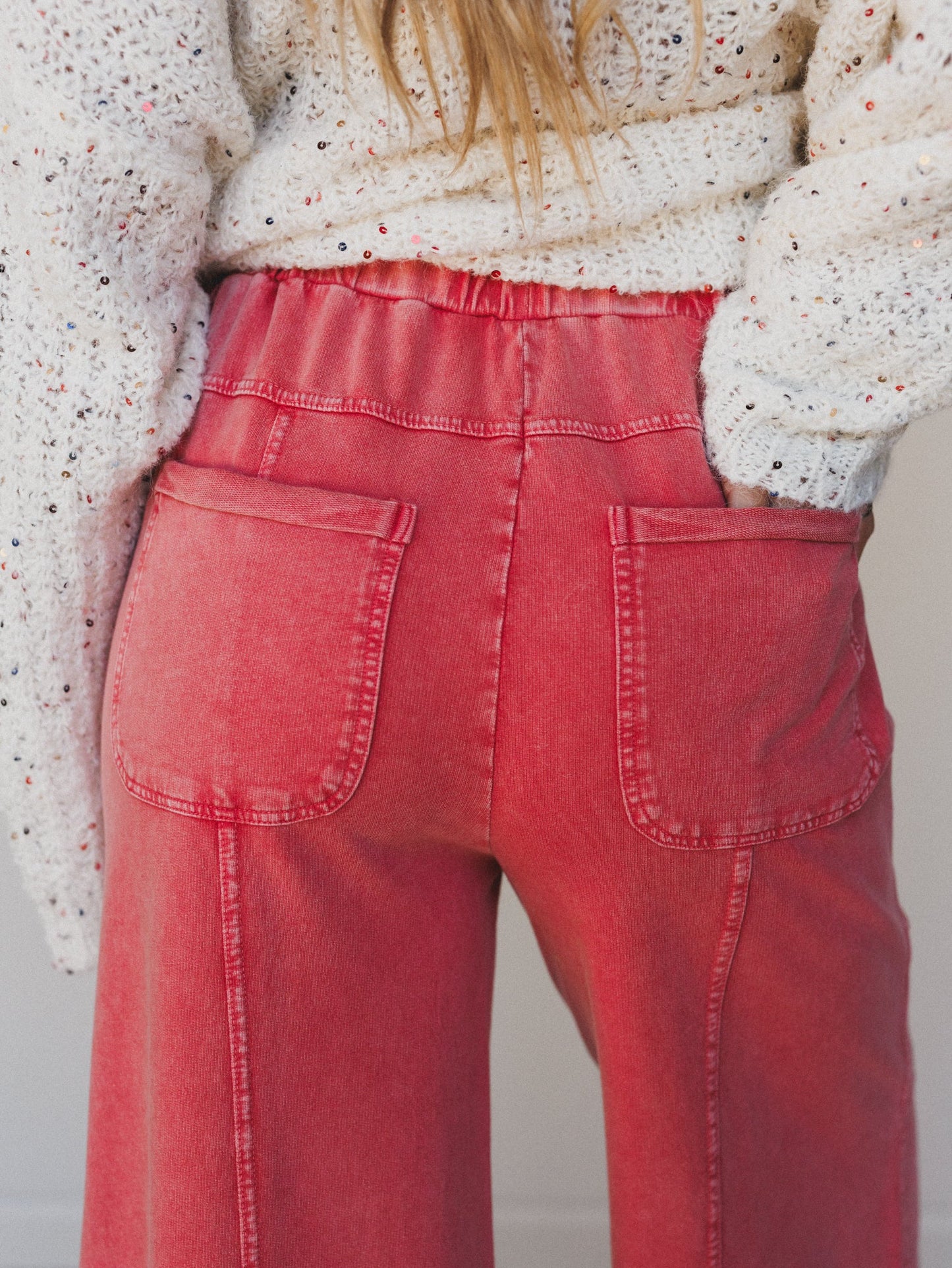 Lucky One Wide Leg Full Pant - Red