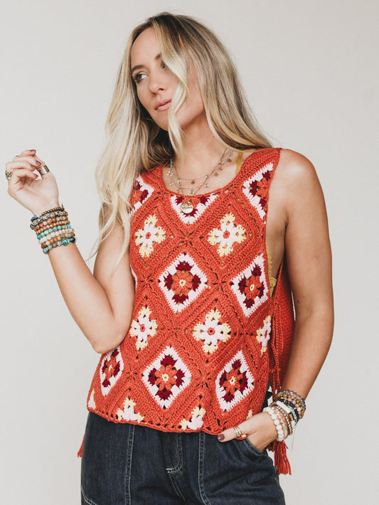 Boho Crush Crochet Top - Rust