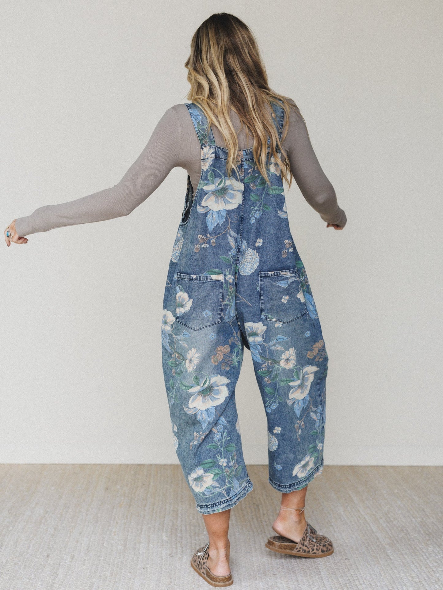 High Hopes Floral Overalls - Denim