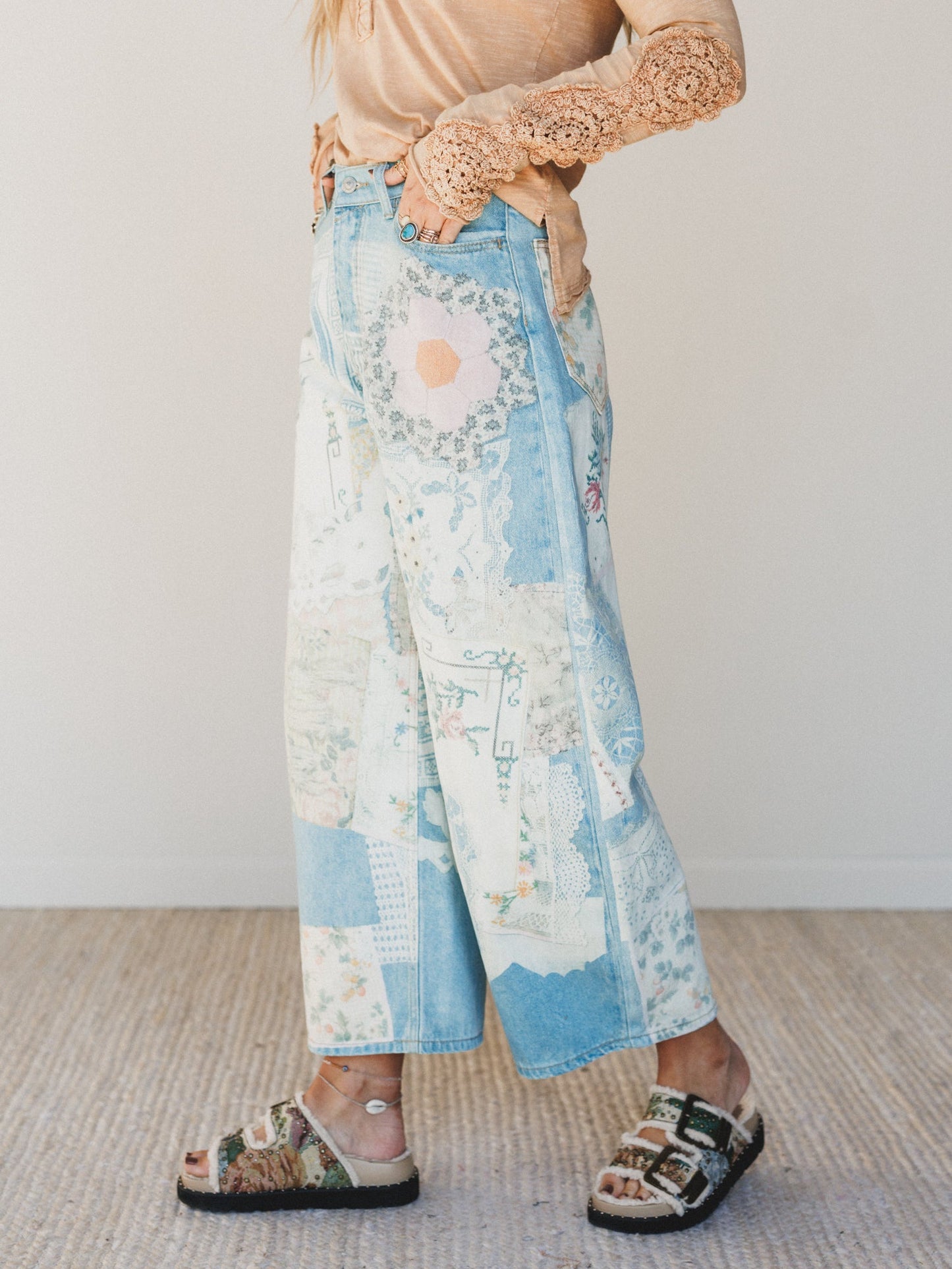 Passport Ready Mix Print Pants - Denim