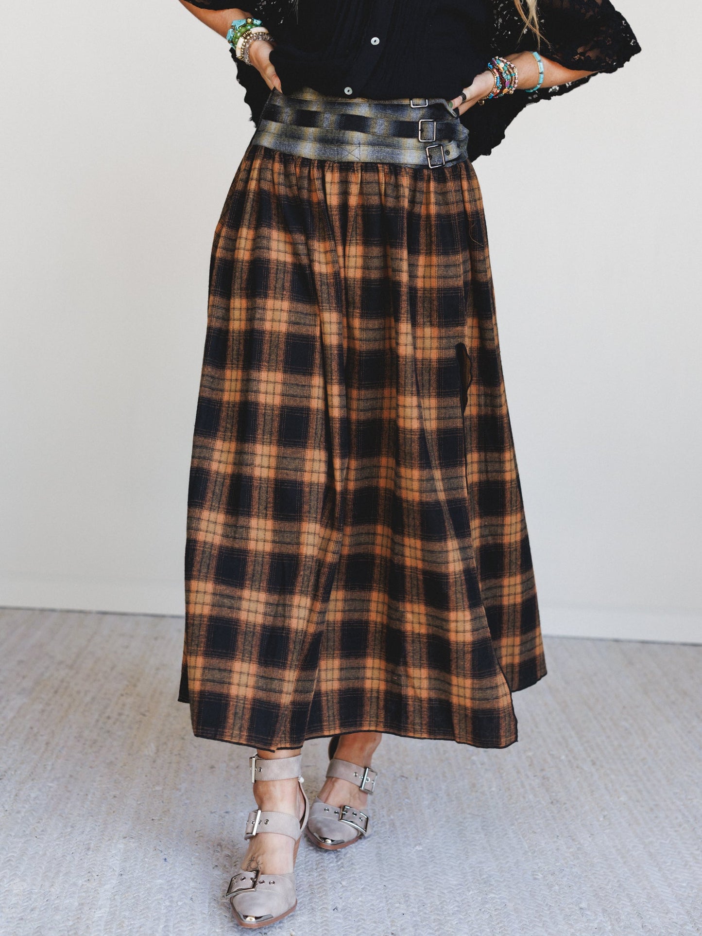 Dusk Meadow Maxi Skirt - Orange