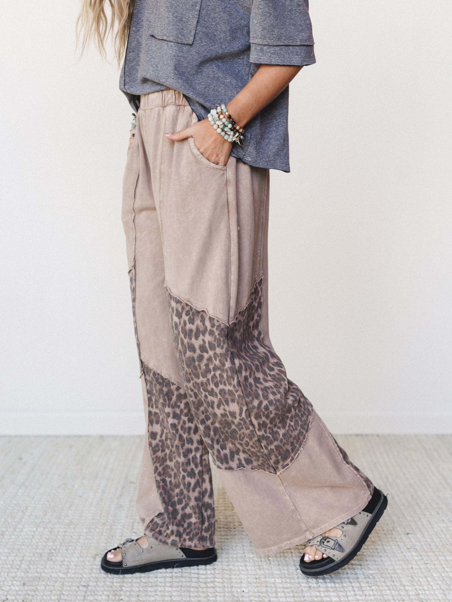 Printed Spirit Wide Leg Pants - Latte