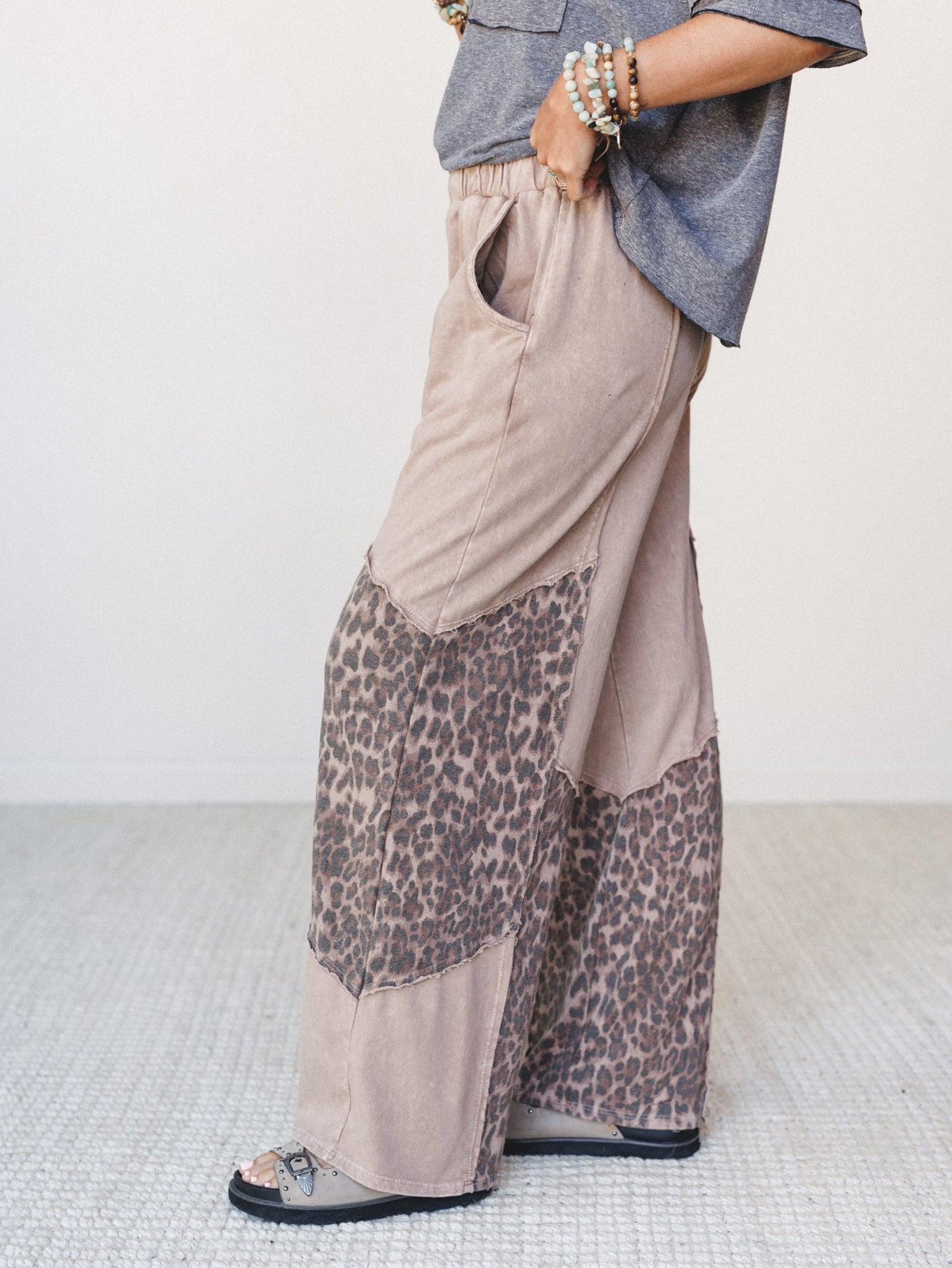 Printed Spirit Wide Leg Pants - Latte