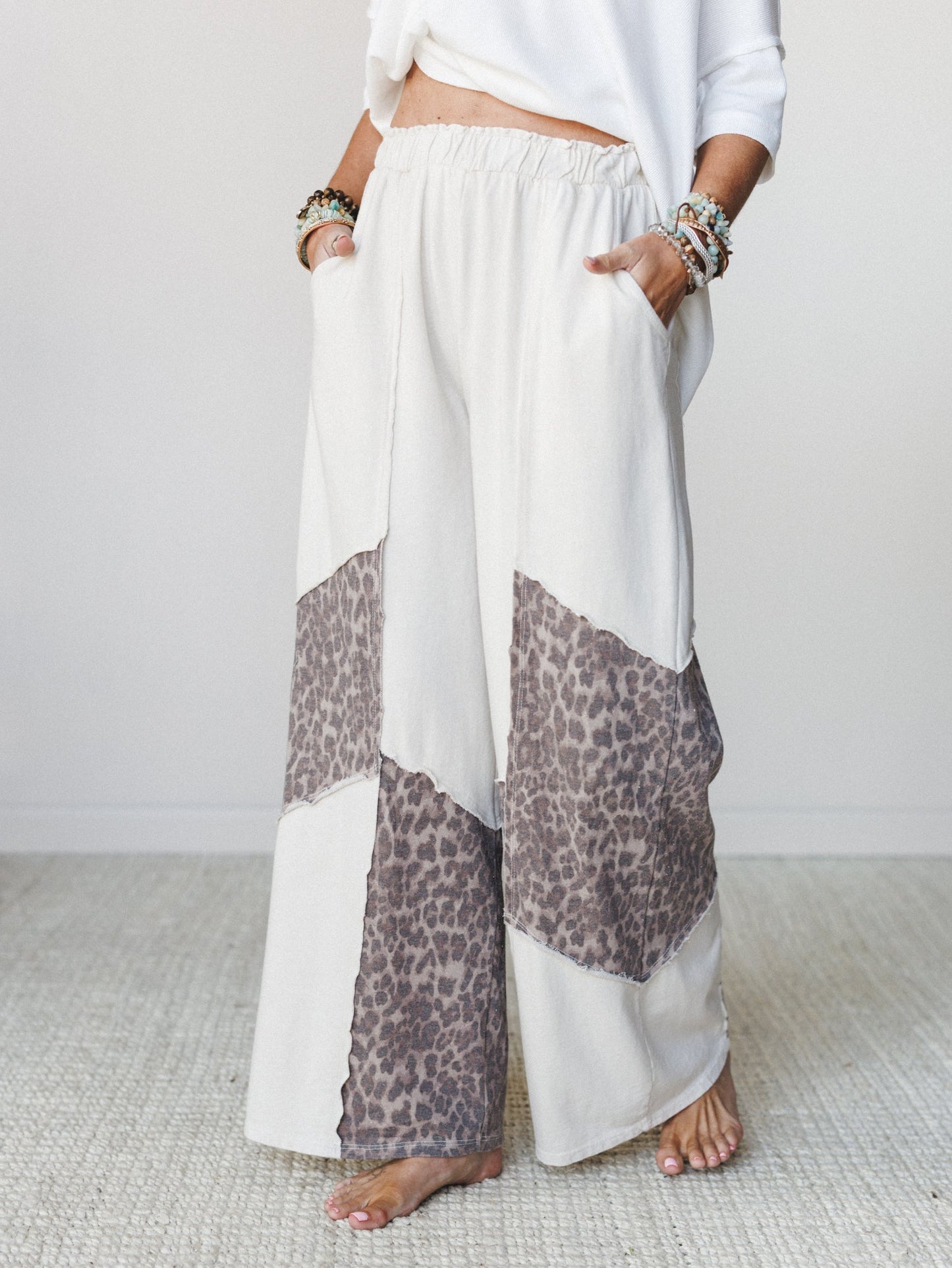 Printed Spirit Wide Leg Pants - Natural