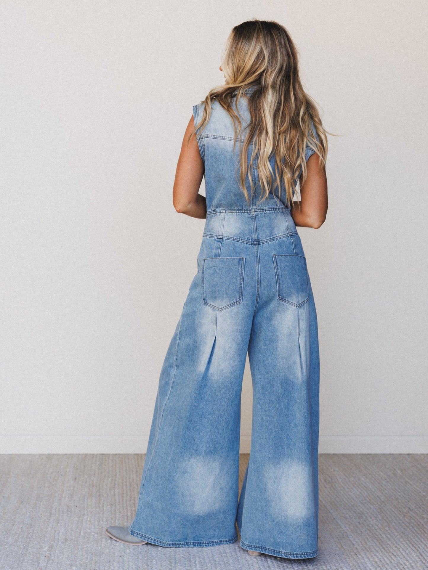 Sami Button Up Jumpsuit - Light Denim