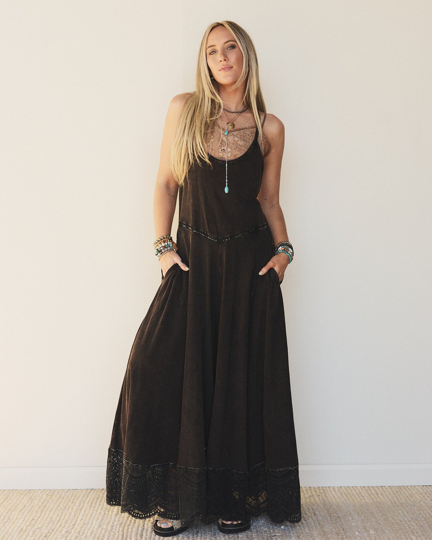 Free Bird Feeling Wide Leg Jumpsuit - Black