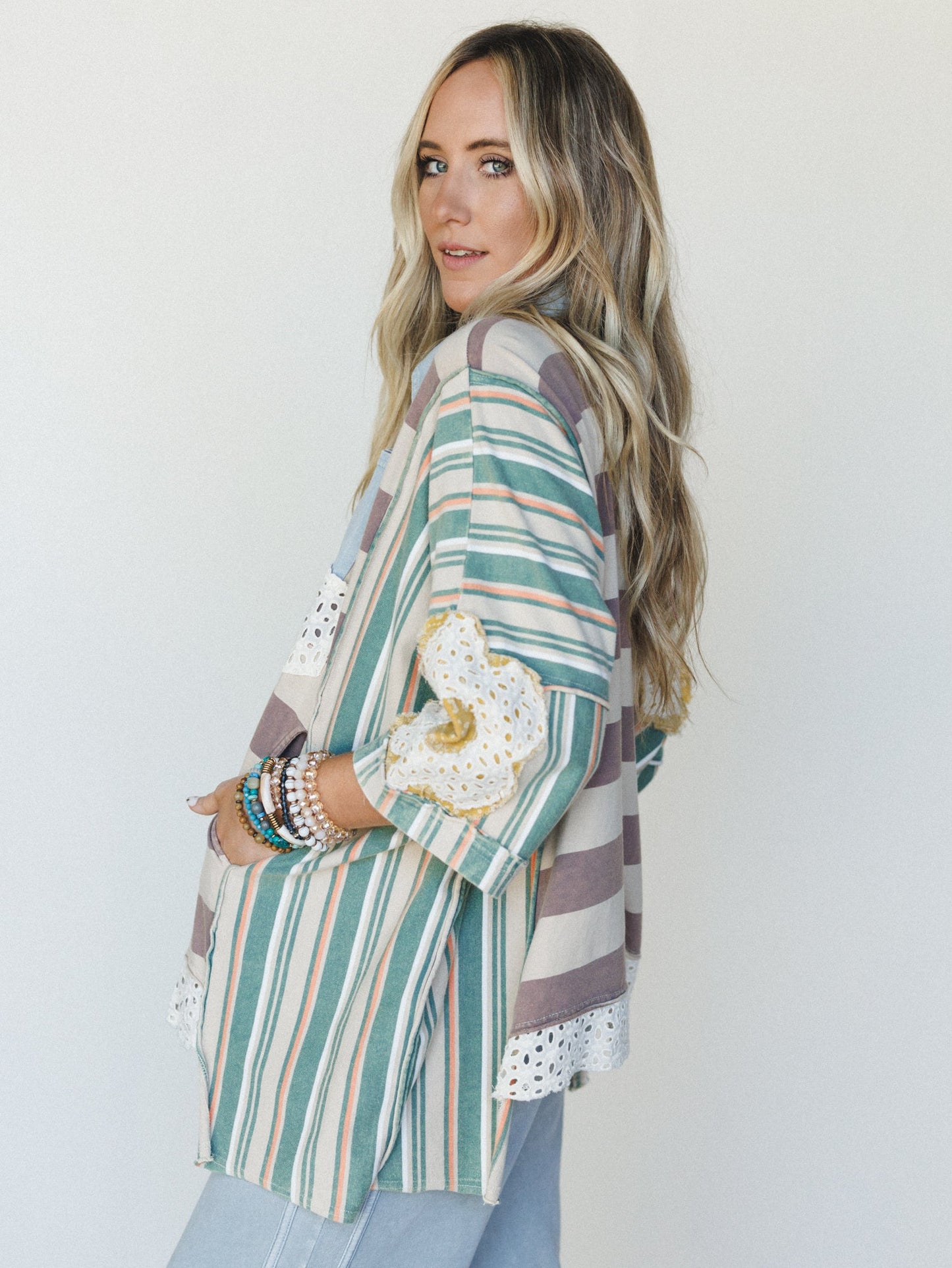 Daisy Darling Collared Top - Taupe Green