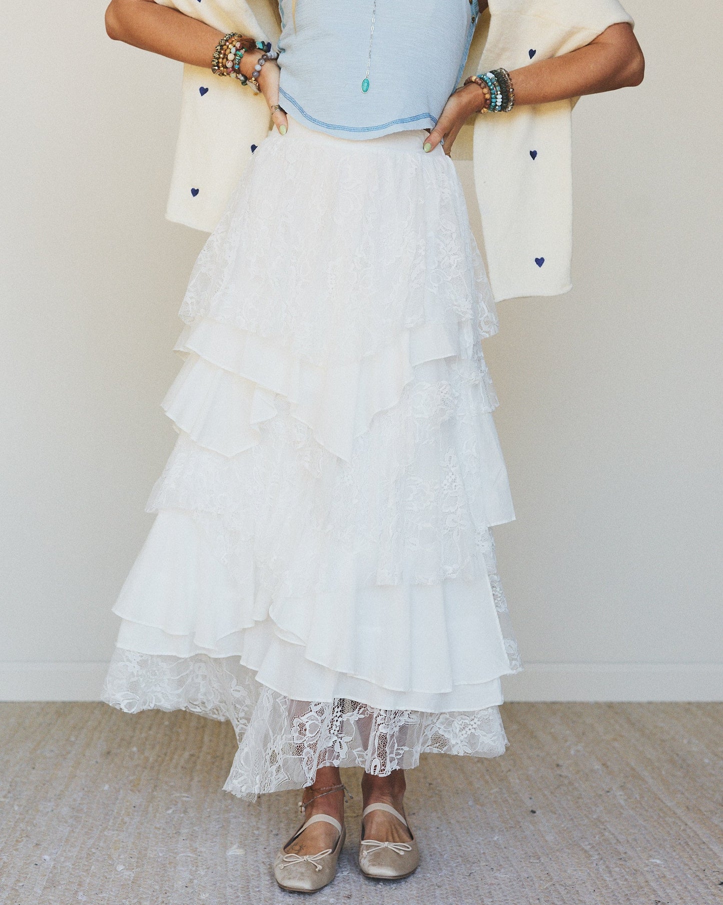 Quiet Getaway Lace Maxi Skirt - Off White