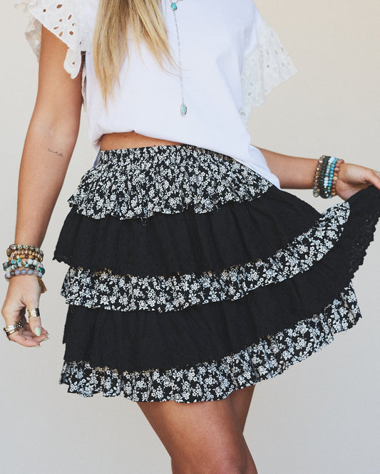 Floral Springs Mini Skort - Black
