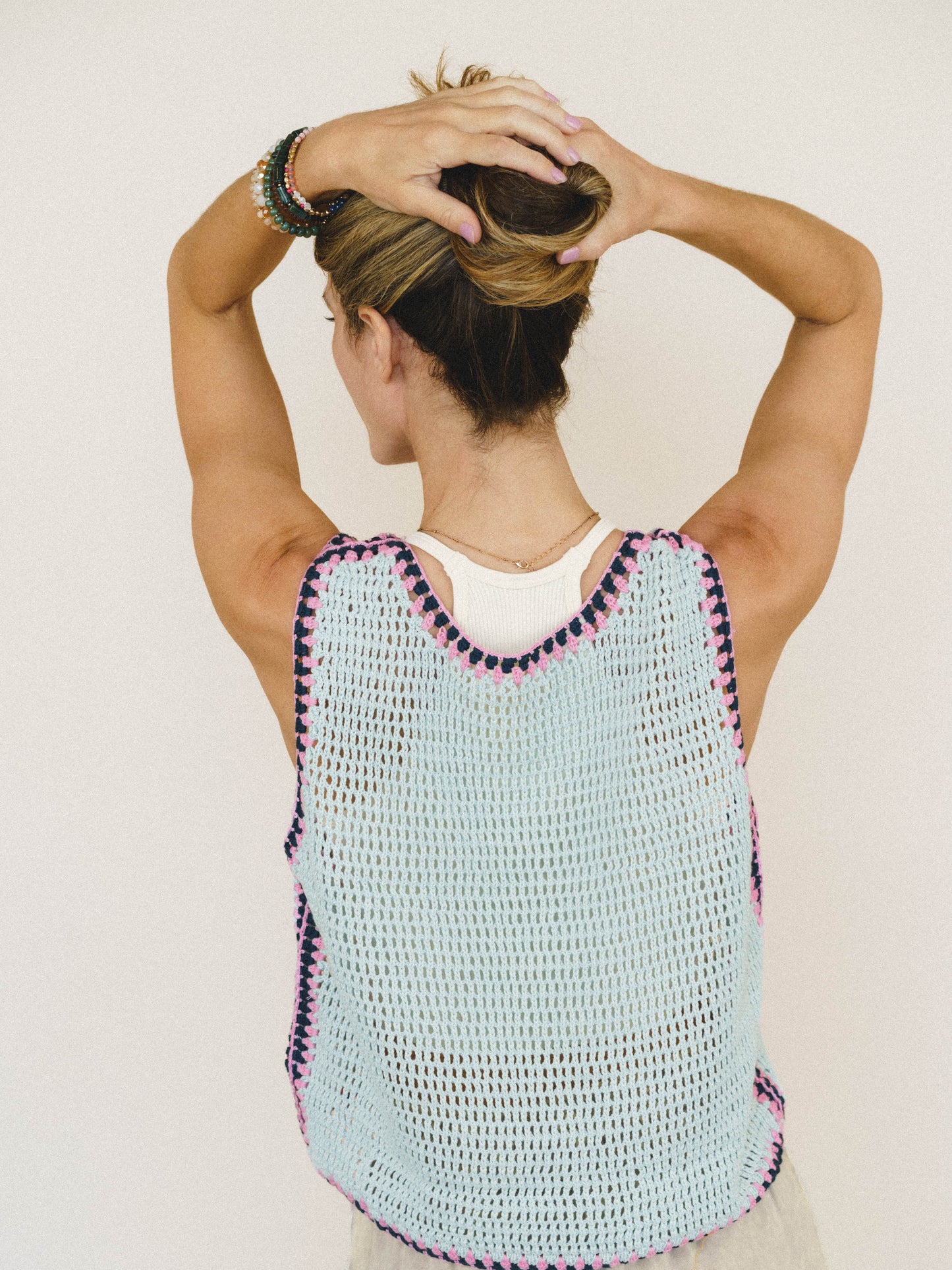 Beach Trips Crochet Tank - Powder Blue