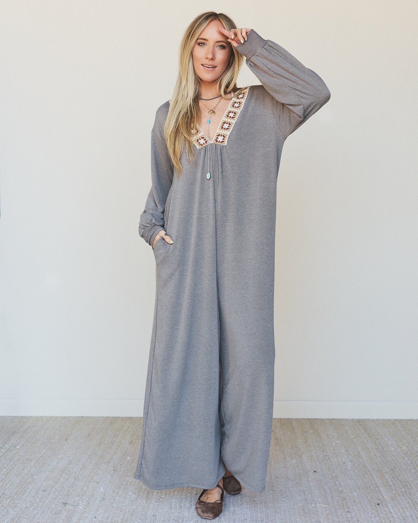 The Nest Dahlia Darling Wide Leg Jumpsuit - Brown