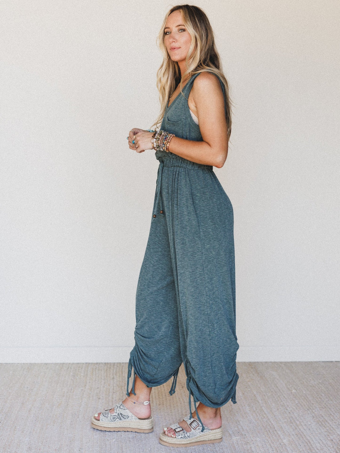 The Nest Solie Cinched Jumpsuit - Green Olive