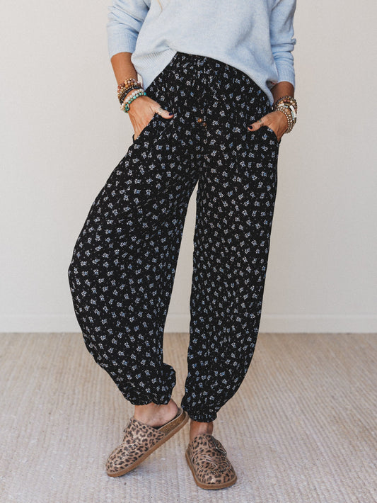 The Nest Emberlyn Wide Leg Cinched Pants - Black