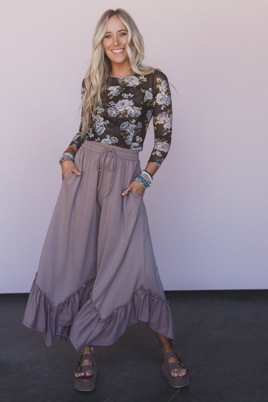 The Nest Serene Flow Ruffled Pants - Coco
