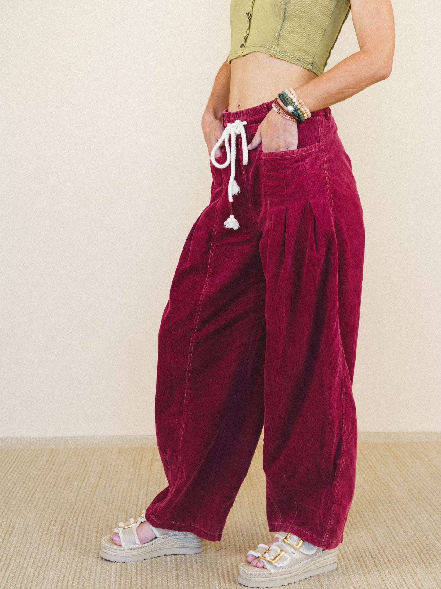 Soft Mirage Wide Leg Pants - Burgundy