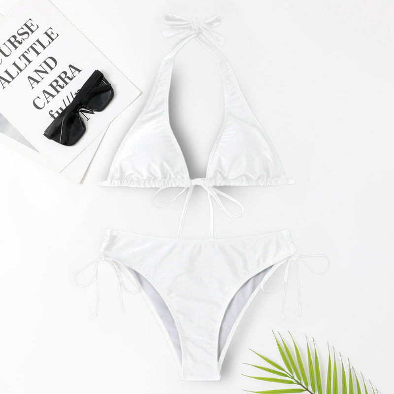 Strap Solid Bikini Set