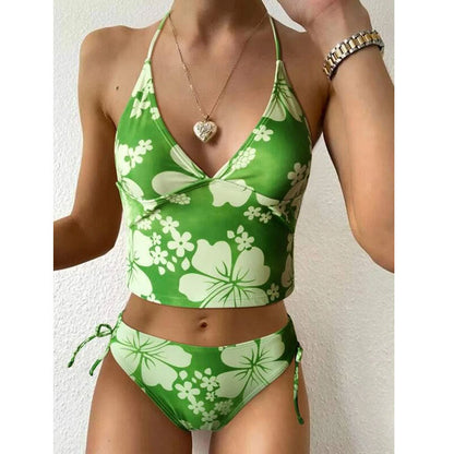 Print Slit Bikini Set