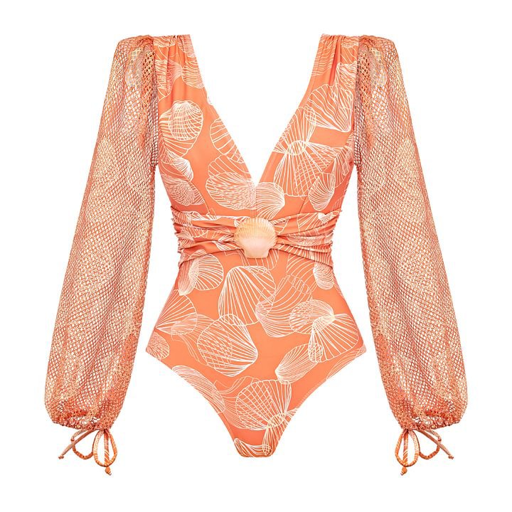 Shell Trim Halterneck One-Piece Swimsuit