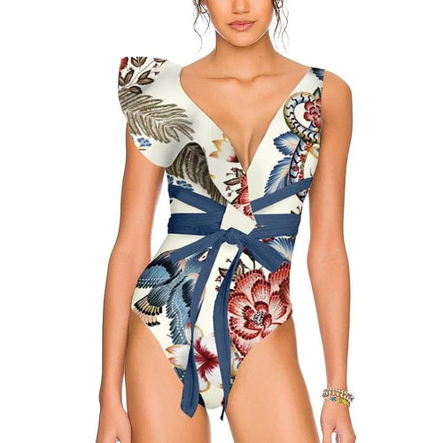 Ruffle One-Shoulder One-Piece Swimsuit