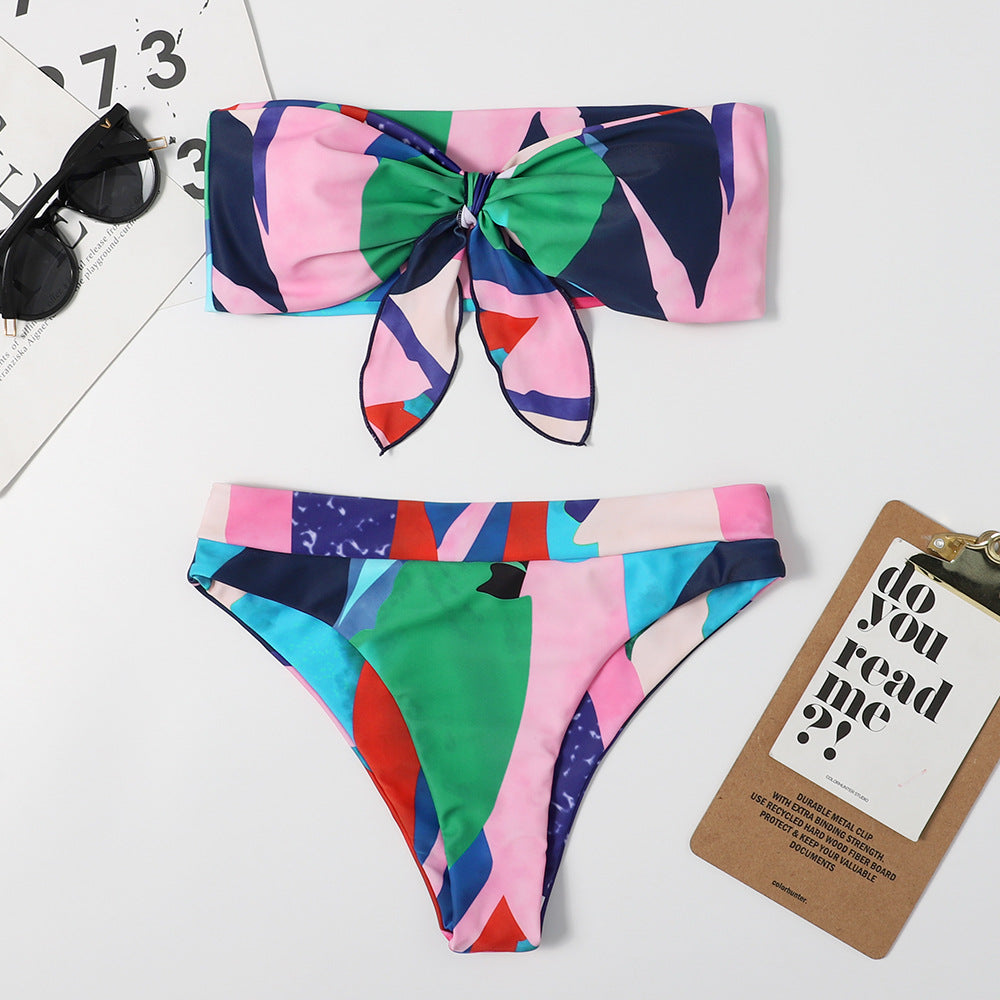 Print Tie One-Piece Swimsuit