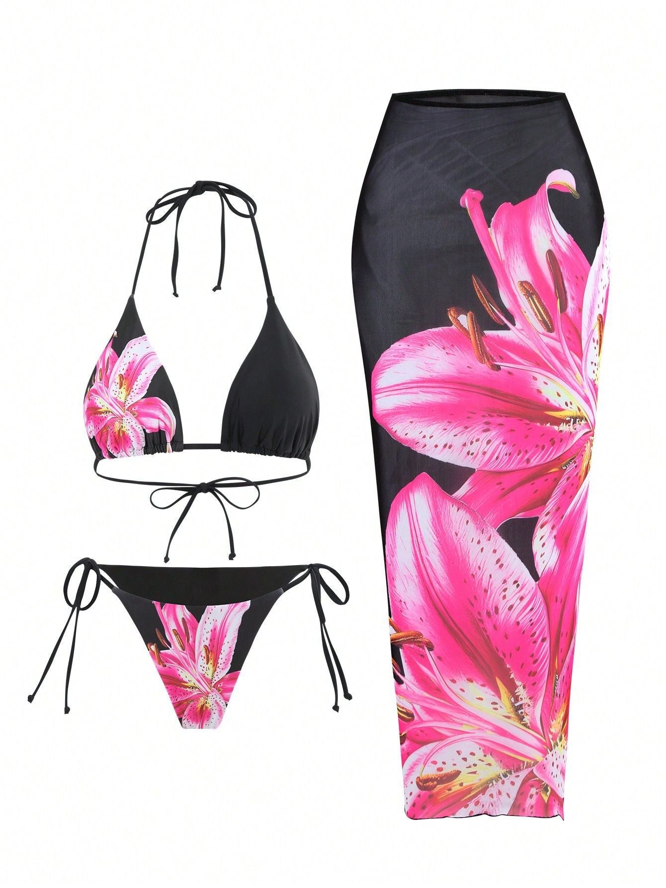Print Lace One-Piece Swimsuit