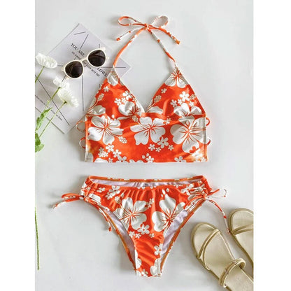 Print Slit Bikini Set